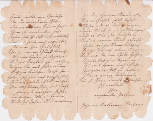 Letter from Johanna Katharina